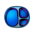 Ahimsa Stainless Steel Kids Divided Plate, Iridescent Blue, 1 Plate