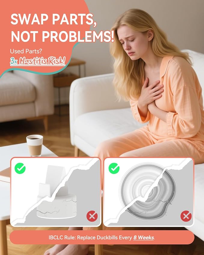 Breast Pump Parts Compatible with Spectra S1,S2,S9 Plus, Replacement Kit for Spectra Pump Parts 2PC Include 28 mm Flange, Duckbill Valve, Tube,Bottle, Backflow Protector, Not Original Accessories