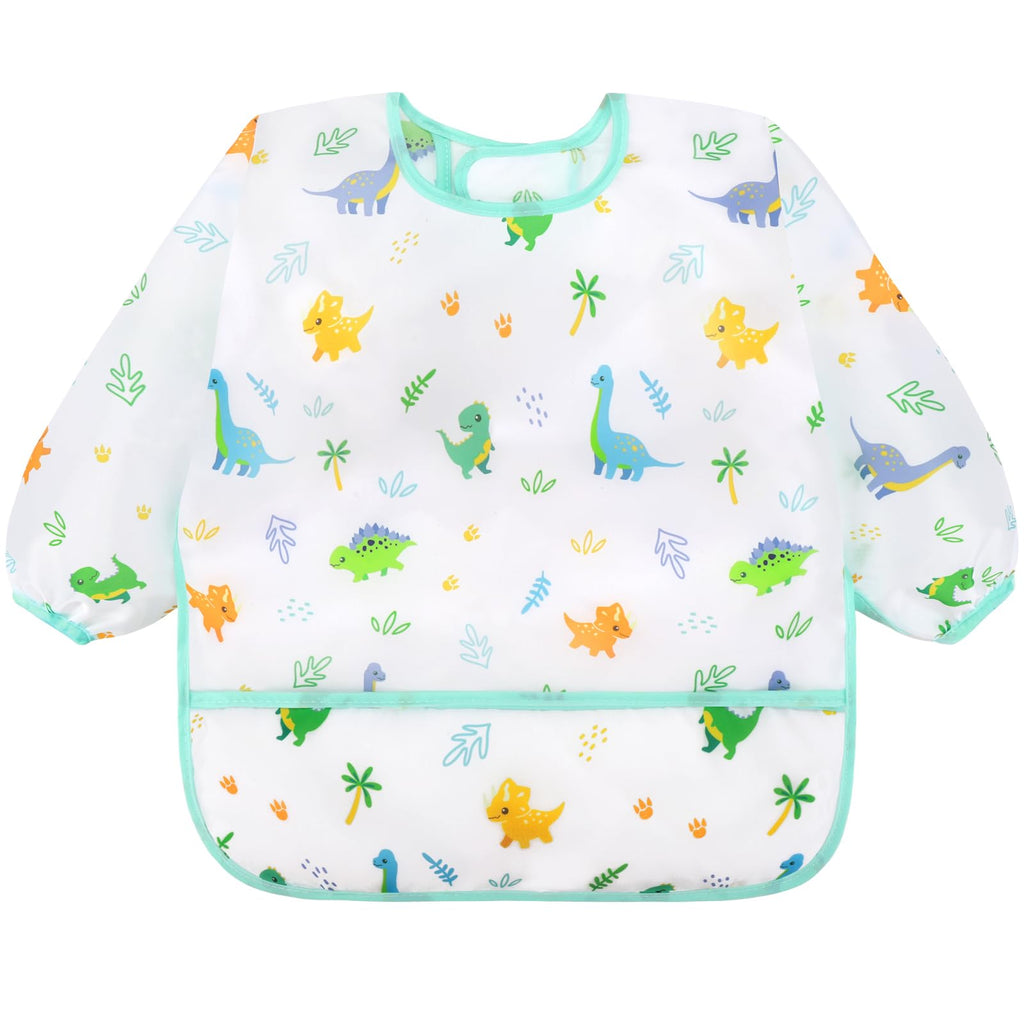Accmor 5 Pack Long Sleeve Bibs, Baby Smock Waterproof Sleeved Bib Smock for Baby Toddler 24-36 Months