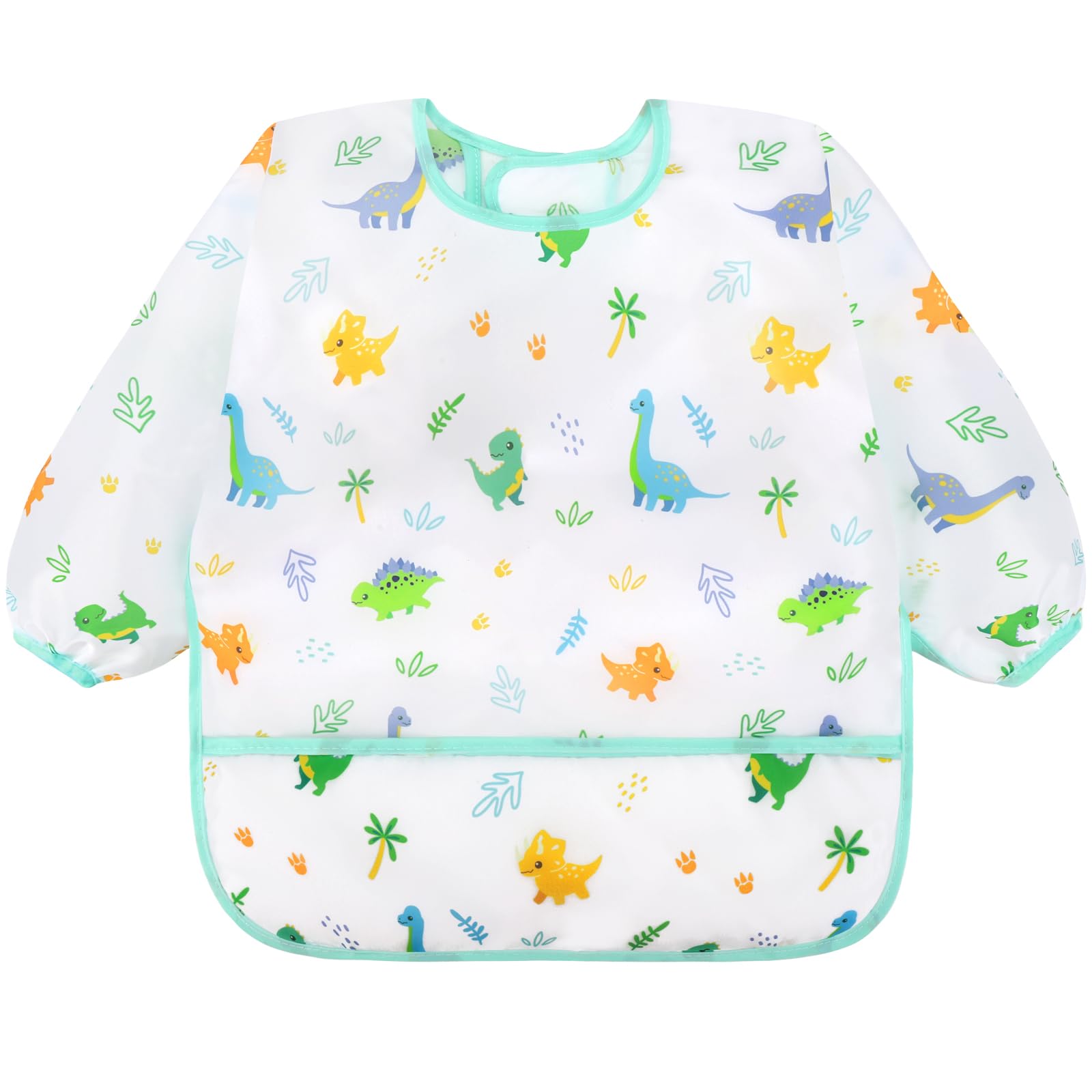 Accmor 5 Pack Long Sleeve Bibs, Baby Smock Waterproof Sleeved Bib Smock for Baby Toddler 24-36 Months