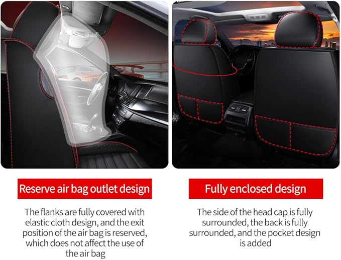 Leather Car Seat Covers for Toyota Corolla 2006-2024,Car Seat Covers Full Set,Seat Covers with Safety,Waterproof Seat Cover Compatible Airbag(5pcs Black Luxury)