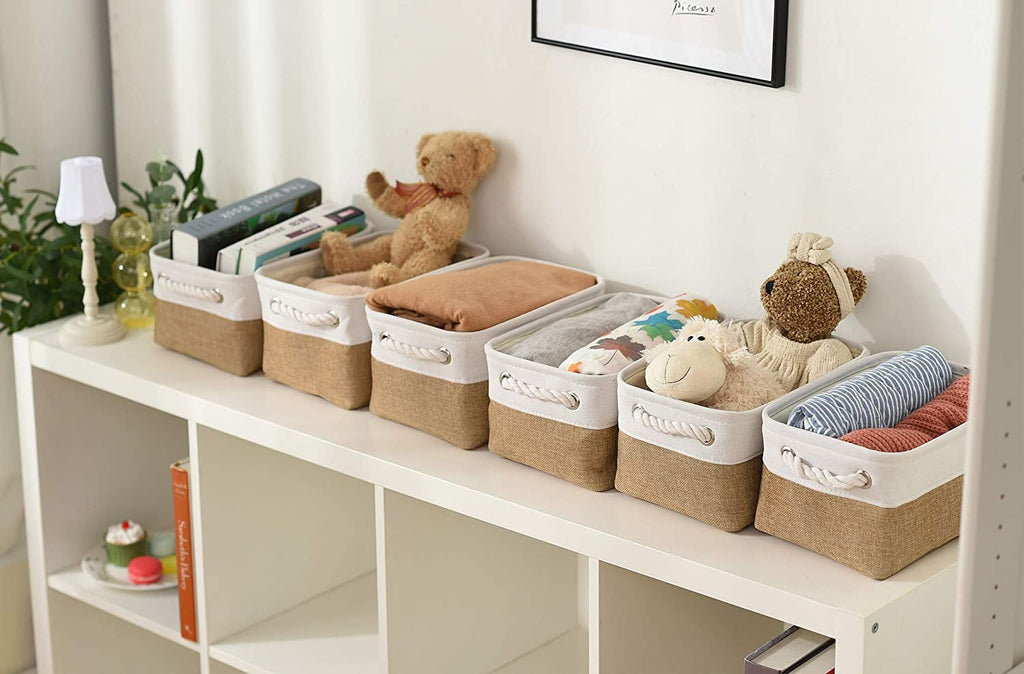 Sacyic Small Baskets for Organizing, [6 PCS] Collapsible Storage Baskets for Shelves, Storage Bins Boxes Cubes for Clothes Books