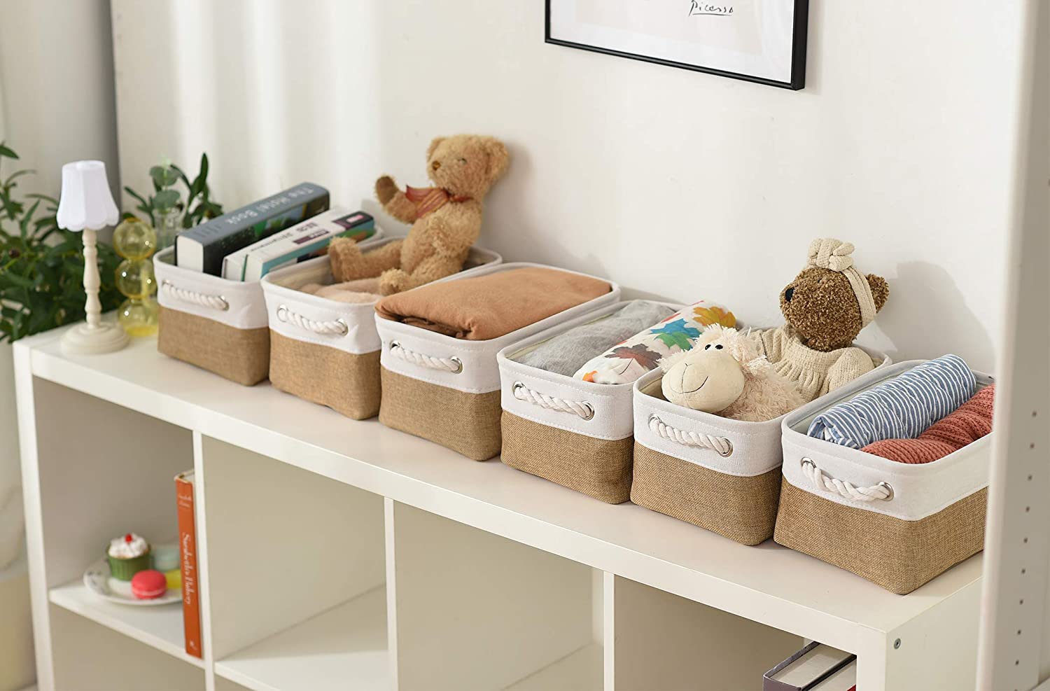 Sacyic Small Baskets for Organizing, [6 PCS] Collapsible Storage Baskets for Shelves, Storage Bins Boxes Cubes for Clothes Books
