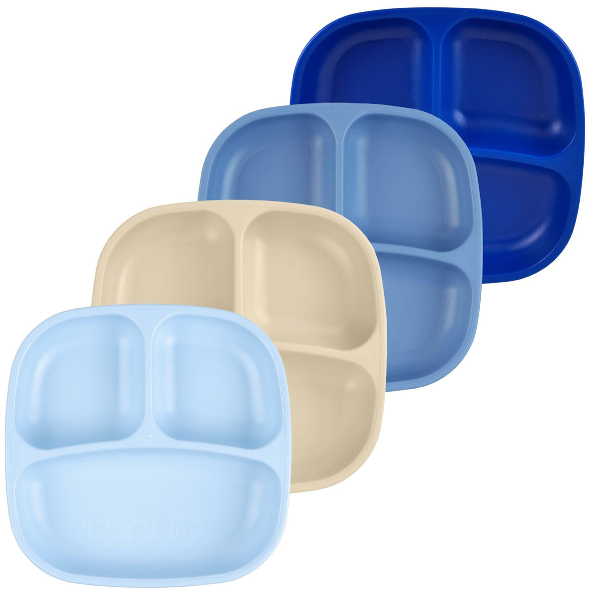 Re-Play Divided Toddler Plates Set of 4 - Deep-Walled 3 Compartment Kids Plates for Picky Eaters - Dishwasher & Microwave Safe - BPA-Free - Made in USA, Princess