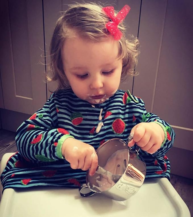 Children's Premium Stainless Steel Dinnerware Set | 1 Bowl with Handles, 1 Cup with Handle & 1 Divided Plate | Education Series | Ideal for Babies, Toddlers & Kids | by Kiddobloom