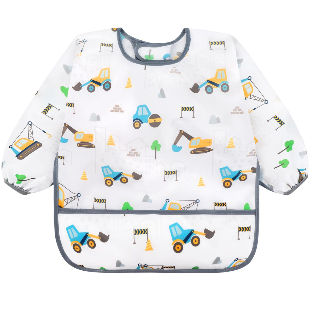 Accmor 5 Pack Long Sleeve Bibs, Baby Smock Waterproof Sleeved Bib Smock for Baby Toddler 24-36 Months