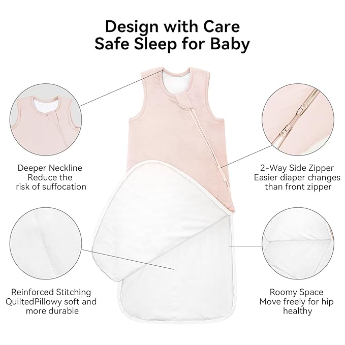 BubblePanda Rayon Made from Bamboo Sleep Sack 6-12 Months 0.5 Tog Soft Lightweight Toddler Sleep Sack for Babies 2-Way Zipper Wearable Blanket Baby 6 Months