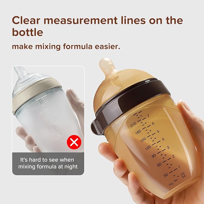 Thyseed Silicone Natural Breast-Like Bottle with Nipple(7-10 Months),8oz，1pack