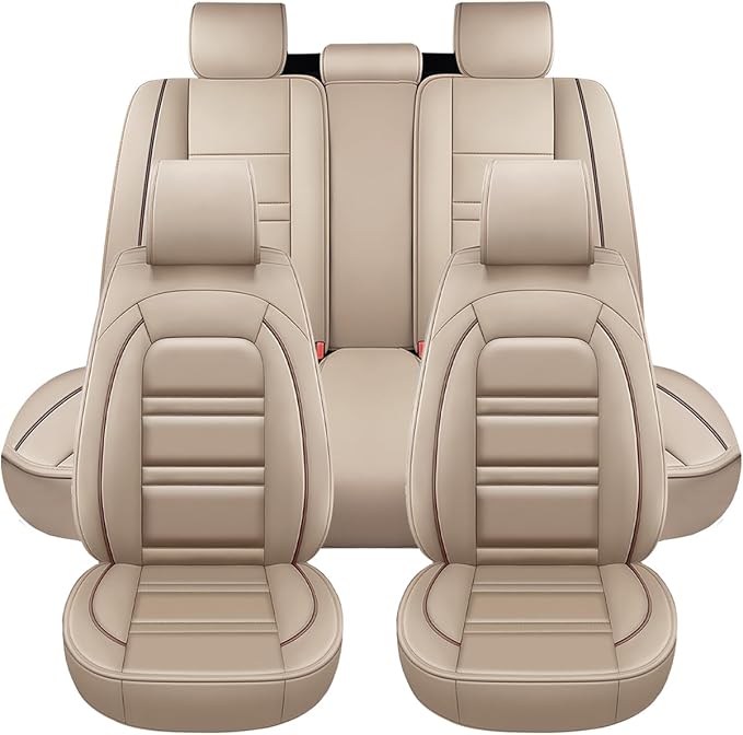 Seat Covers for Buick Encore 2013-2022 | 5-Seats Leather Seat Covers, Easy to Install Automotive Seat Covers Full Set (Full Set, Beige)