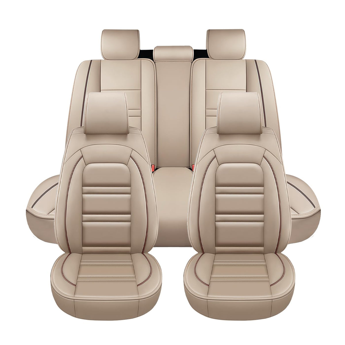 PACKMACH Seat Covers for Kia K5 2021-2025 | 5-Seats Leather Seat Covers, Easy to Install Automotive Seat Covers Full Set (Full Set, Black&Red Line)