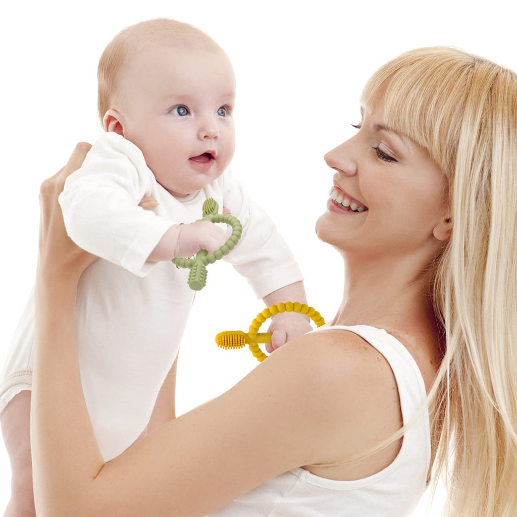 MISSLILI Baby Teething Toys with Easy-Hold Handle, Infant Toothbrush