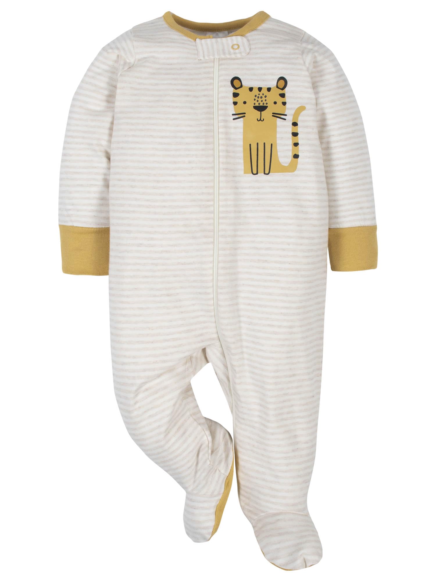 Gerber Baby Boys 4 Pack 'N Play Footie And Toddler Sleepers, Tiger Grey, Newborn US