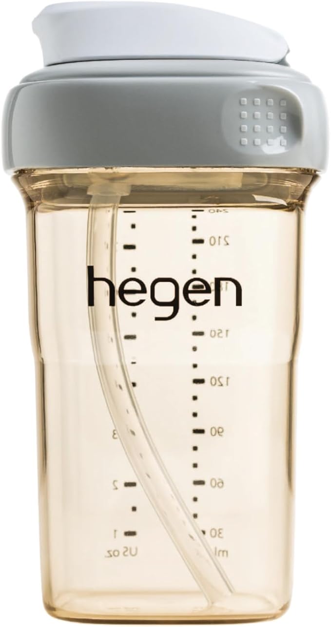 hegen PCTO™ 240ml/8oz Straw Cup PPSU Grey (Slow Flow) - 6 months and above