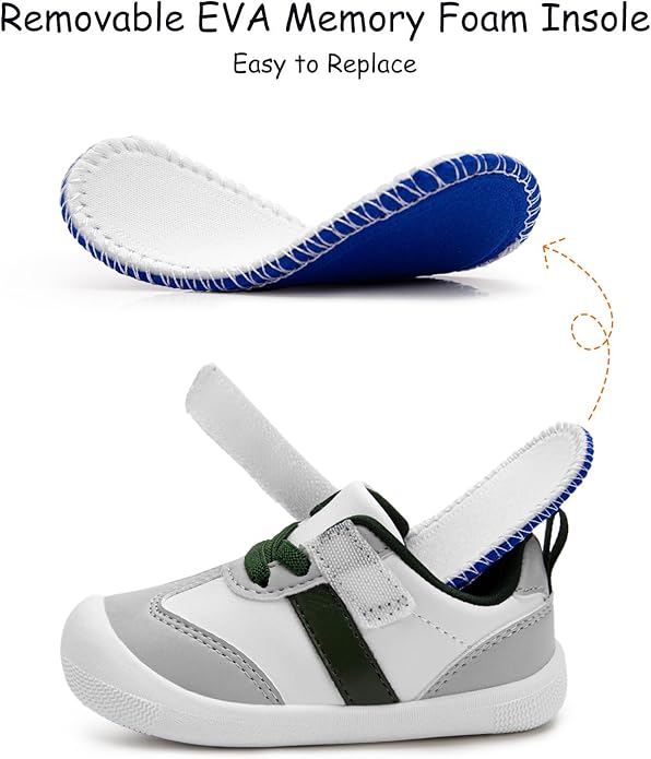 Baby Shoes Boys Girls Barefoot Wide Toe Box Zero Drop First Walkers PU Leather Nonslip Toddler Sneakers for 6-24 Months Infant Walking,Running,Crawling