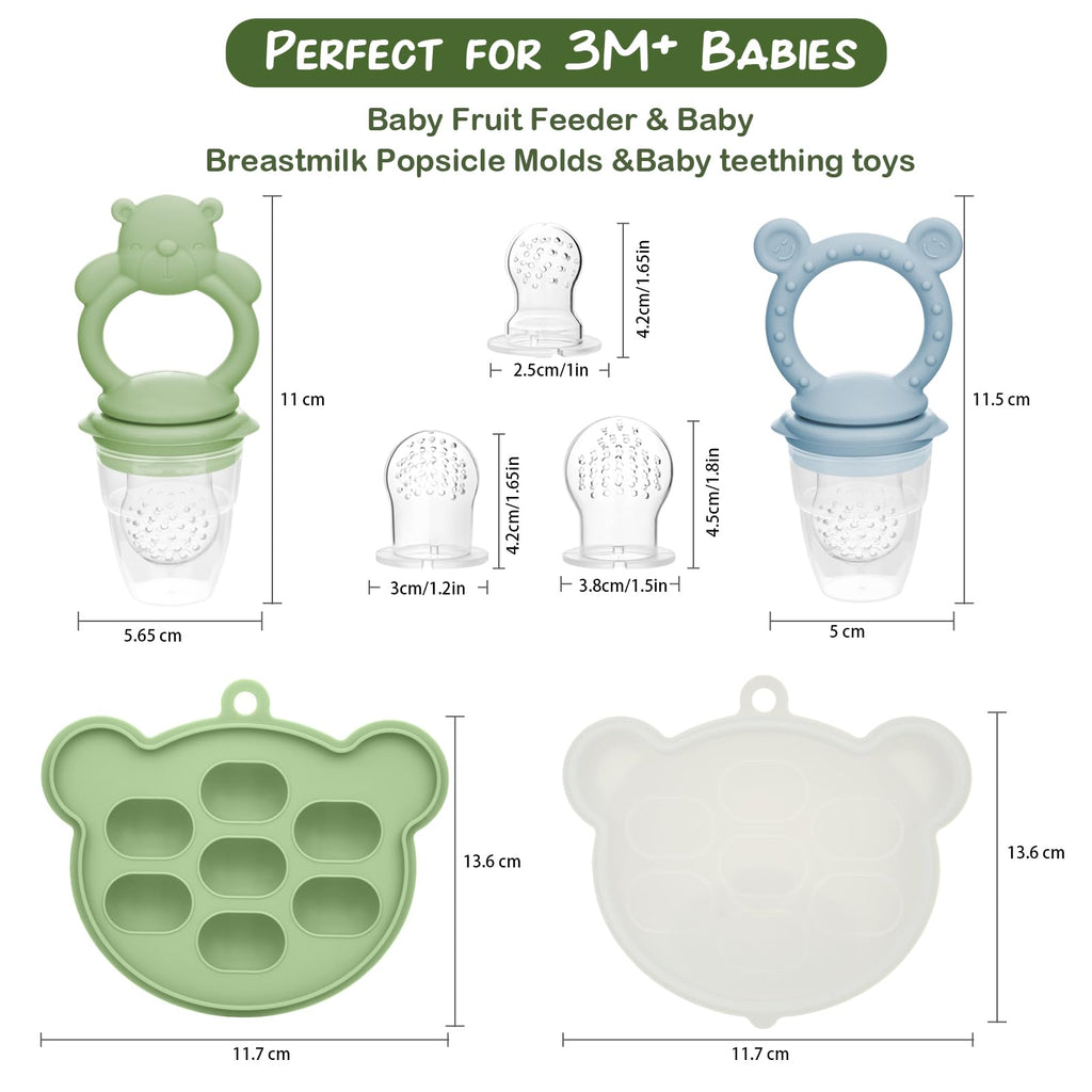 Baby Breastmilk Popsicle Molds & Baby Fruit Feeder (6 Pack), WAJIAYON Infant Food Freezer Tray Storage Containers, Silicone Teething Pacifier Feeder and Teether for Babies,Babies Feeder