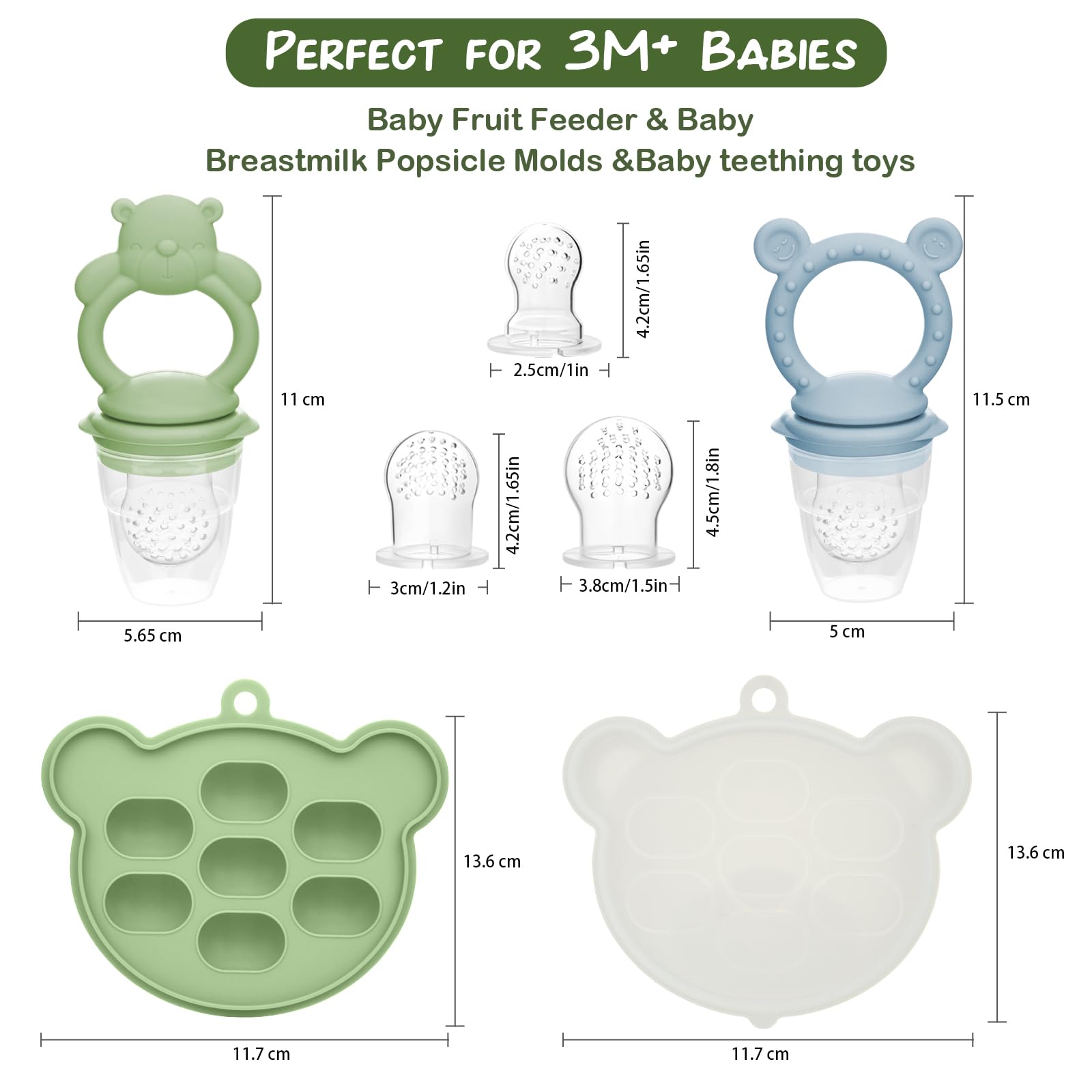 Baby Breastmilk Popsicle Molds & Baby Fruit Feeder (6 Pack), WAJIAYON Infant Food Freezer Tray Storage Containers, Silicone Teething Pacifier Feeder and Teether for Babies,Babies Feeder