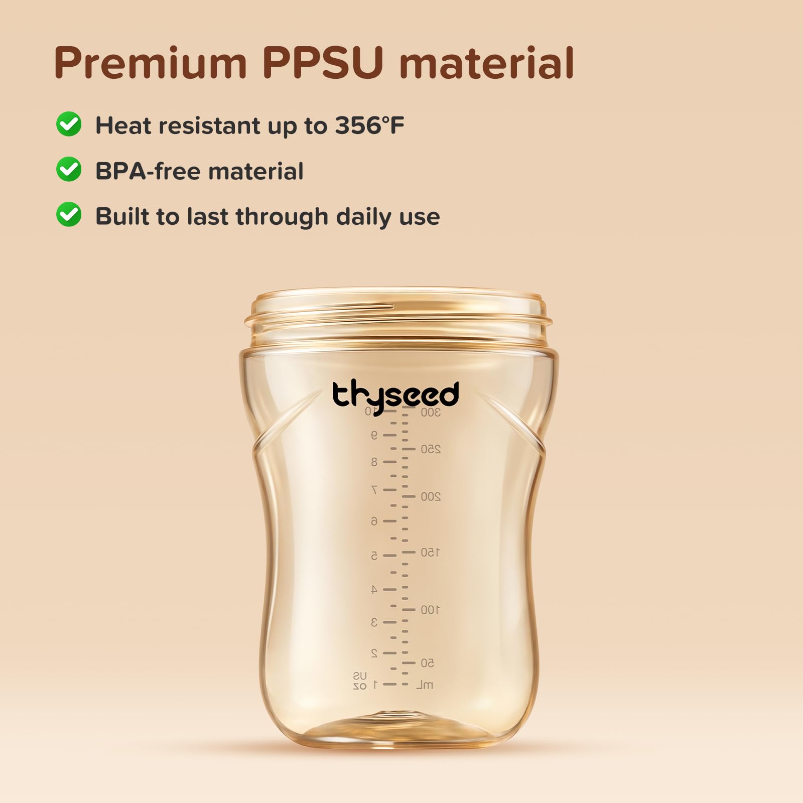 Thyseed Spill-Proof Weighted Straw Sippy Cup, Baby Transition Trainer, Soft Silicone Spout, BPA-Free, 6m+, 10 oz, 1 Pack