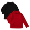 DEFAHN Toddler Ribbed Baby Turtleneck Shirt Long Sleeve Shirt 2 Pack Solid Baby Onsies Bodysuit 6-9 Month