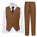 Lycody Boys Suit Vest Set Formal Dress Suits Wedding Outfit, Brown, Size 16