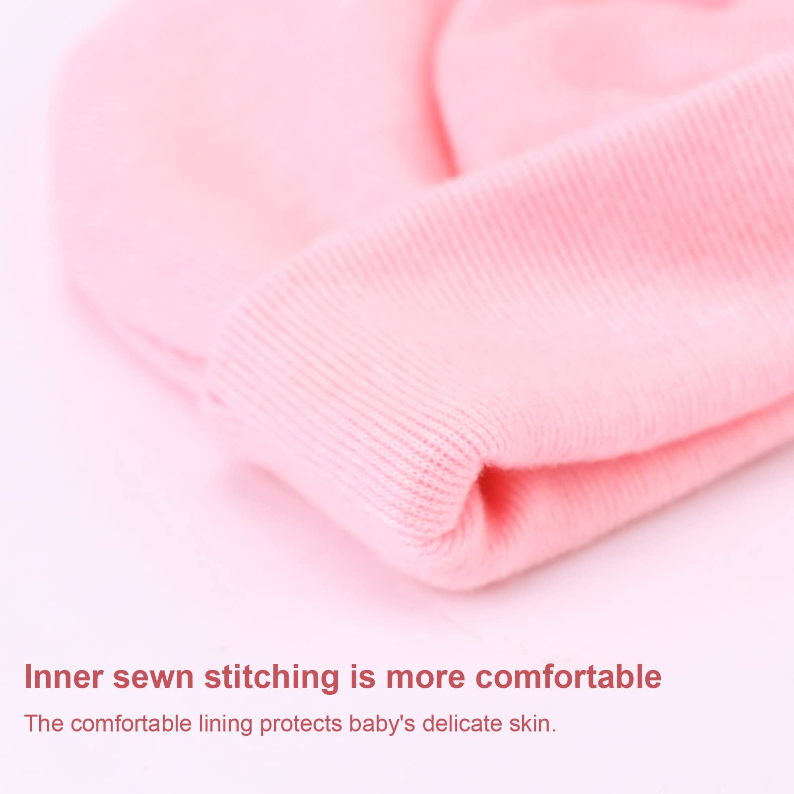 DRESHOW BQUBO Newborn Baby Girls Hats Mittens Set Hospital Hat Beanie Infant Bow Hats Baby Cotton Gloves No Scratch Mittens for 0-6 Months