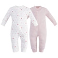 Owlivia Organic Cotton Baby Boy Girl Zip up Sleep N Play, Footless, Long Sleeve(18-24 Months, Pink Melange & Pink Heart)