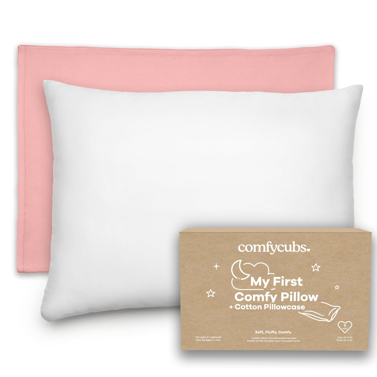Comfy Cubs Toddler Pillow with Muslin Pillowcase, 13 x 18 in, 2 Pack - Lightweight, Breathable Microfiber Fill for Sleeping and Travel - Soft and Cozy Small Pillow for Toddlers - Sage