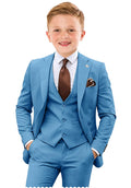 Boy Suits Formal 4 Pieces Blue Tuxedo Suit for Boys Dress Clothes Slim Fit Wedding Outfit Kids Suit Dresswear Set Size 12
