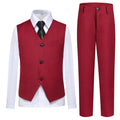 Lycody Boys Suit Vest Set Formal Dress Suits Wedding Outfit, Burgundy, 3T