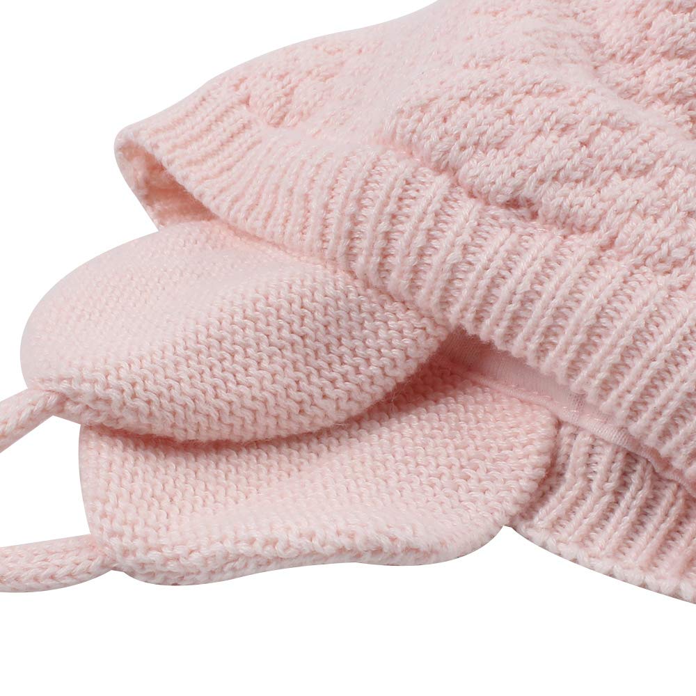 BAVST Baby Beanie Hat for Winter with Earfalp Cute Bear Kids Toddler Girls Boys Warm Knit Cap 0-2Years(Pink, M)