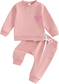 Fernvia Toddler Baby Girl Clothes 3 6 9 12 18 24 Months Fall Outfits Solid Long Sleeve Sweatshirt Tops + Pants Set
