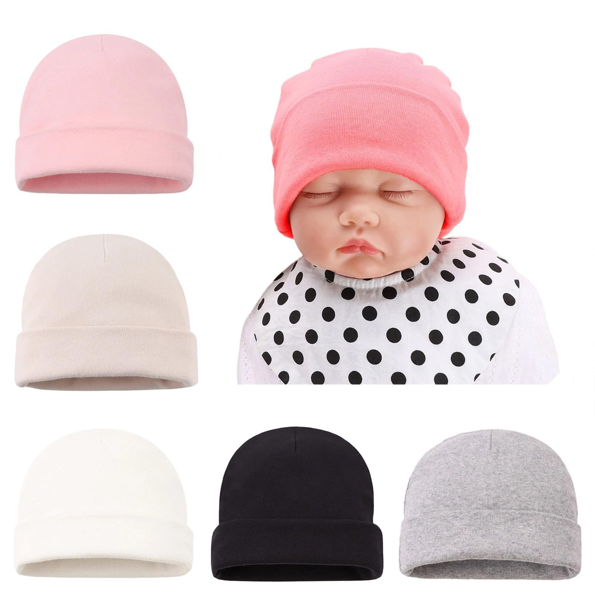 Bamery Cotton Baby Girl Hat Preemie Boys Beanie Newborn Hospital Hats Winter Infant Hats for Girls (4PACK-H, Preemie)