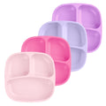 Re-Play Divided Toddler Plates Set of 4 - Deep-Walled 3 Compartment Kids Plates for Picky Eaters - Dishwasher & Microwave Safe - BPA-Free - Made in USA, Princess