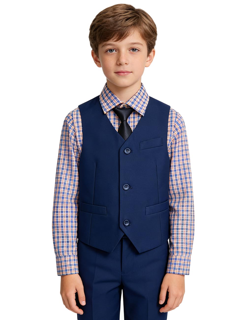 Boys Suit Set for Kids Formal Tuxedo Suits for Wedding, Deep Blue, Size 8