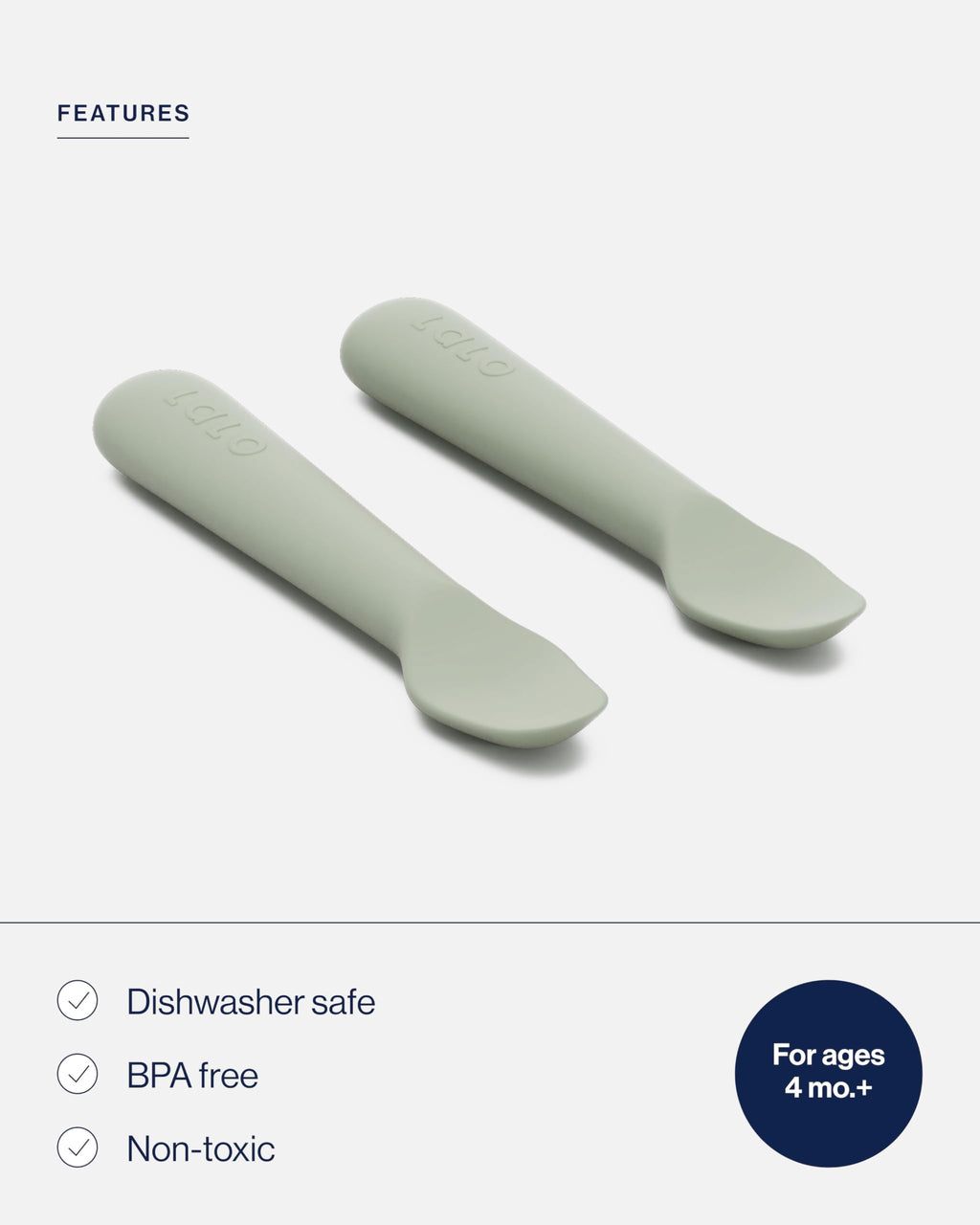 Lalo Little Spoon Set - 2 Piece Baby Spoons Set for Infants & Babies - Made From Food Grade Silicone Dishwasher Safe - Baby Feeding Essentials for Early Stage Mealtime - Sage