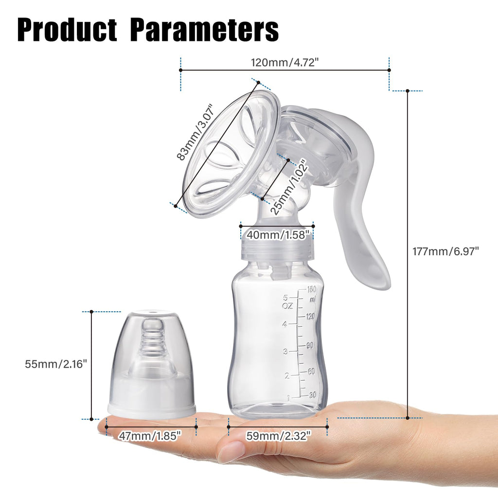 Elfzone Portable Manual Breast Pump - Silicone Hand Feeding Pump