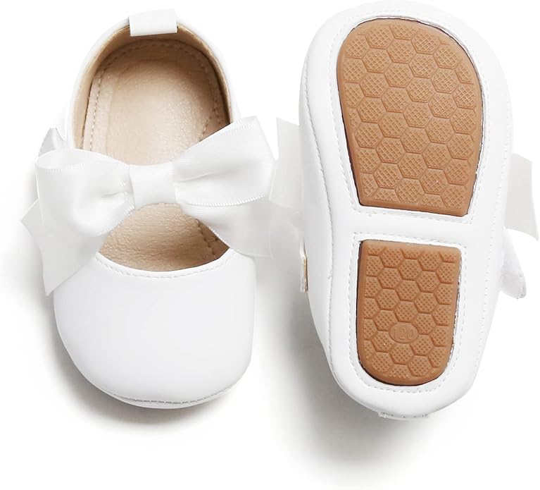 Felix & Flora Infant Baby Girl Shoes Soft Sole Toddler Ballet Flats Baby Walking Shoes(18-24 Months Infant,Silver) — 12-18 Months Wide Infant