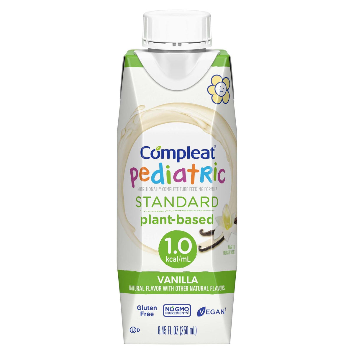 Compleat Pediatric Standard 1.0 Plant-Based Vanilla Nutrition Shake, 8g of Protein, 27 Vitamins & Minerals - Vegan Tube Feeding Formula, 8.45 Fl Oz (Pack of 12)