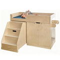 kidi house Wooden Baby Changing Table with Stairs, Mirror & Storage