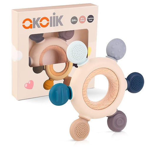 akolik Baby Teething Toys,Teething Relief Teethers Toy for Babies 0-3-6-9-12 Months Old Boys Girls BPA Free Baby Chew Toys Infant Toys Newborn Accessories(Purple)