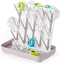SpaceAid Baby Bottle Drying Rack with 20 Hooks, Space Saving Kitchen Bottles Rack Dryer, Vertical Baby Bottle Holder Organizer for Countertop Storage Accessories (White and Taupe)