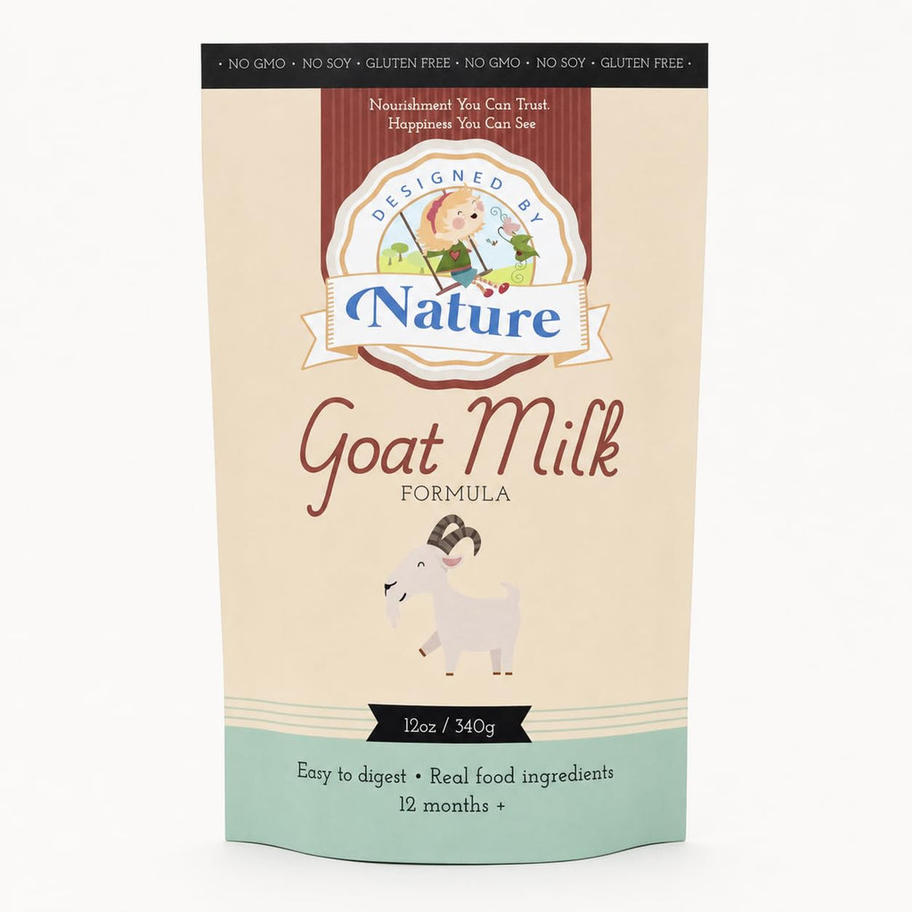 Designed by Nature- Whole Goat Milk Formula 12oz/340g, 12+ Months — Made in USA, Easy to Digest with Cod Liver Oil DHA, Hydrolyzed Collagen & Real Whole-Food Ingredients, Non-GMO, Soy & Gluten Free