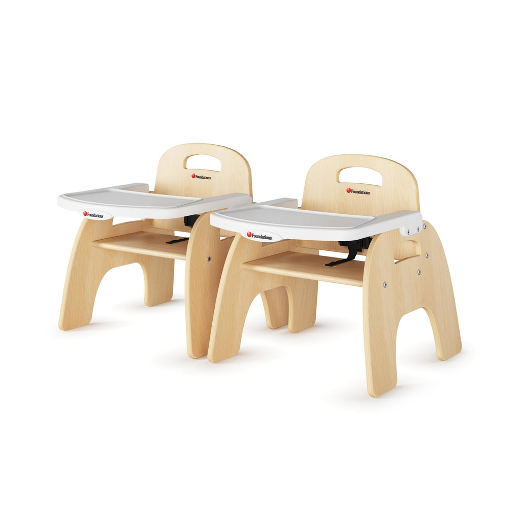 Foundations Easy Serve Low 9" Wood Feeding Chairs Highchairs, 2 Pack