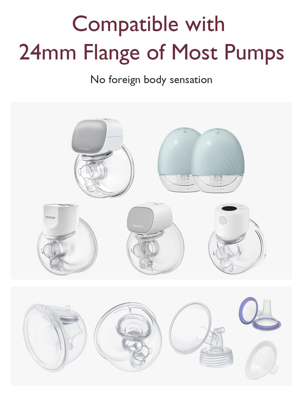 Momcozy 19mm 4Count Flange Insert Compatible with 24mm Flange/Shield of Most Pumps