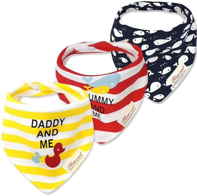 JN&LULU 3 Pack Newborn Baby Bibs Bandana Drool Bibs for Drooling Cotton Baby Gifts (Moon Star)
