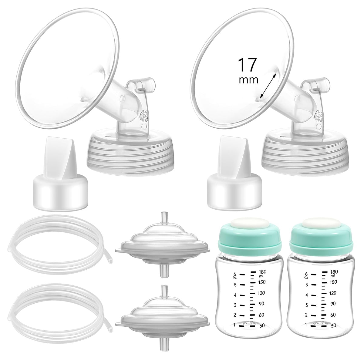 Momstouch Pump Parts Compatible with Spectra S1/S2/9 Plus, Not Original Accessories, Full Set Replacements Include 14mm Flanges, Duckbill Valves, Backflow Protectors, Tubings and Bottles