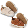 eitwo 2Pairs Baby Shoes,Boys Girls Non-Slip Rubber Sole Sneakers,Unisex Infant Soft Lightweight First Walking Crib Shoes (2Pairs_Brown+Beige,6-12 Months)