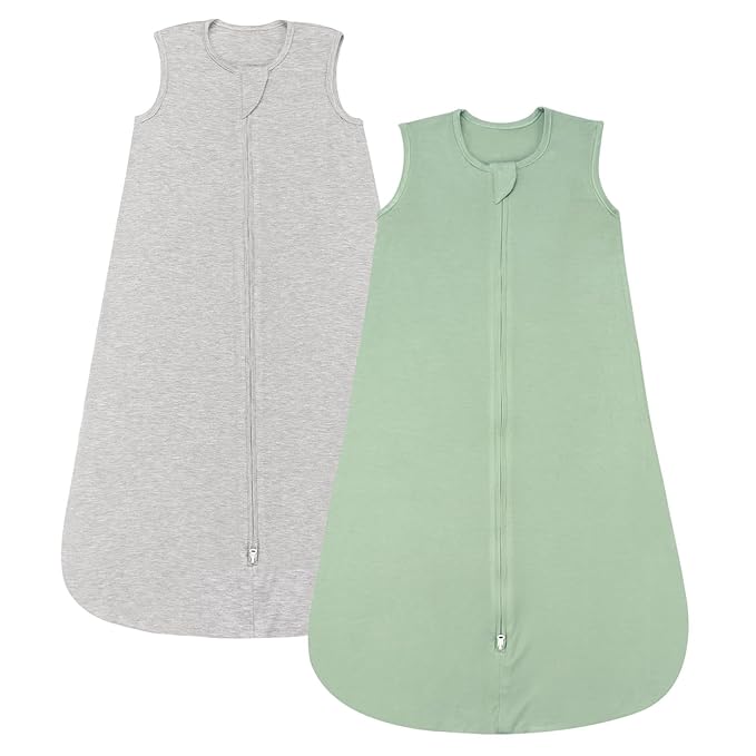 Rayon Made from Bamboo Sleep Sacks 0.5 TOG summer Wearable Blanket Baby 6-12 Months, Green & Grey