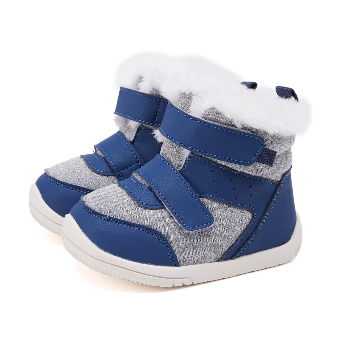 BMCiTYBM Baby Snow Winter Boots Boys Girls Shoes Warm Double Strap Non Slip First Walking Infant 6 9 12 18 24 Months Navy Size 6-12 Months Infant