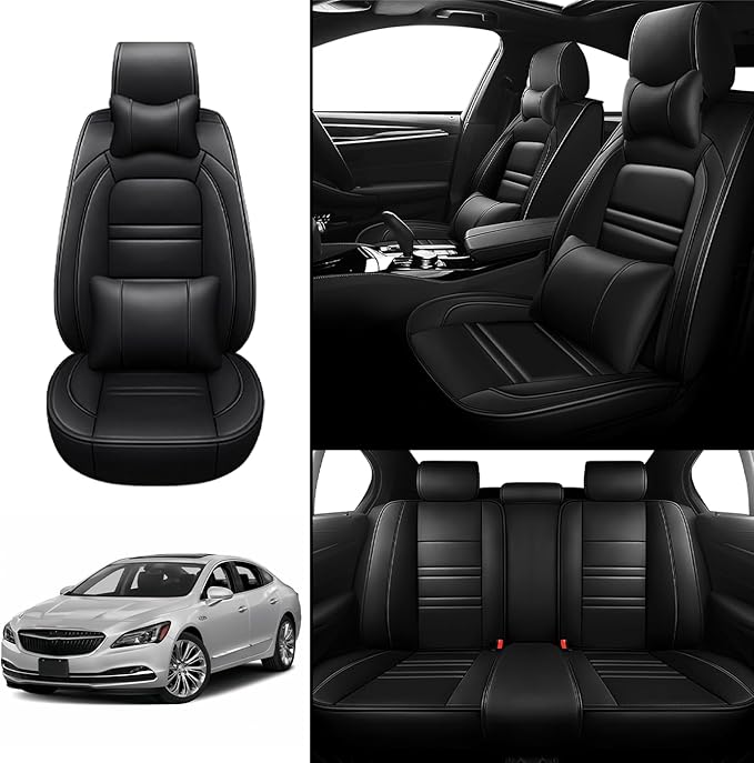 Car Seat Covers for Buick Lacrosse 2005-2019 | 5-Seats Seat Covers, Waterproof Seat Protectors, Automotive Seat Covers (Full Set with Pillow,Black)