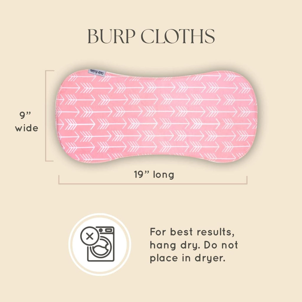Dodo Babies Burp Cloths for Babies - Soft Cotton Front & Fleece Back - Contoured Fit for Newborn Essentials - Pack of 5, 2 Pacifier Clips, Pacifier Case, 19 x 9 in